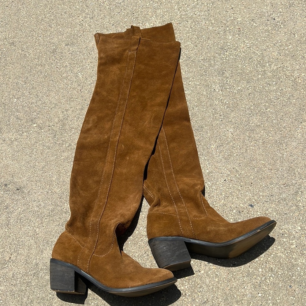 Tan Suede Over the Knee Boots